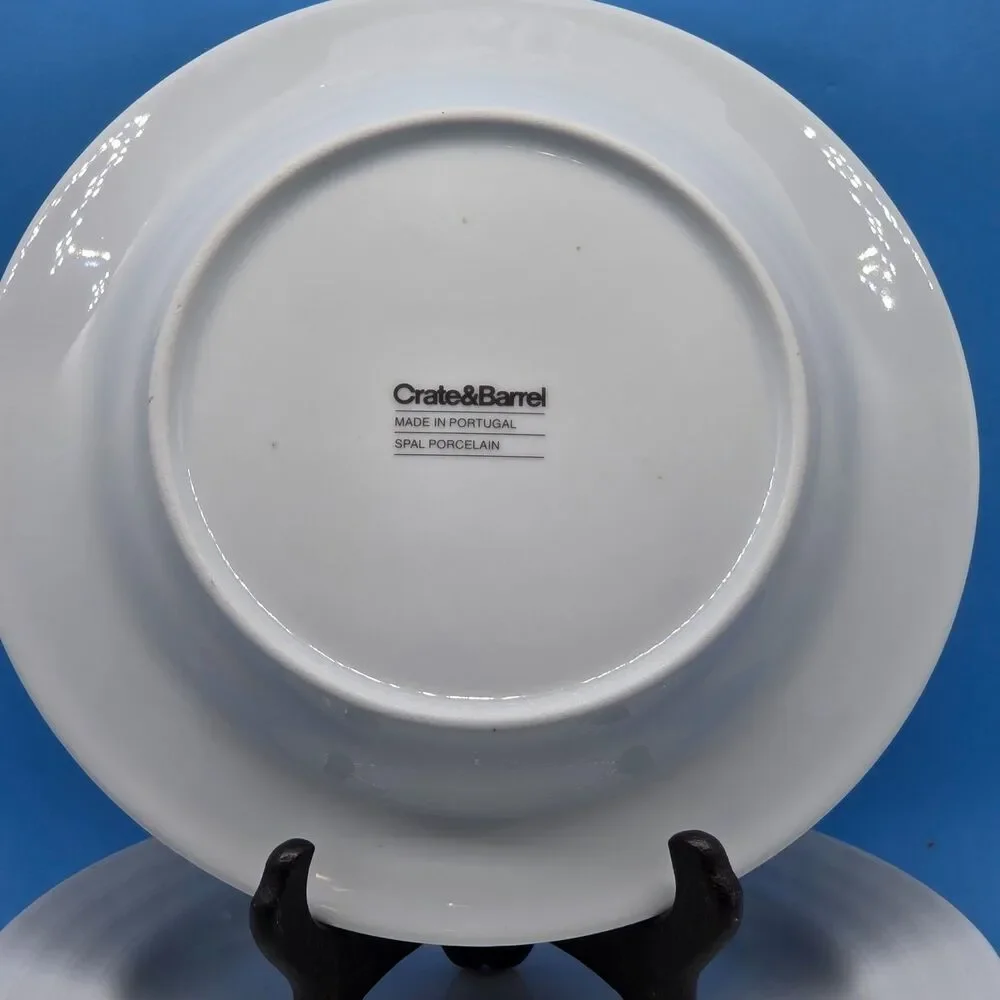 Crate & Barrel Roulette Salad Plates White Spal Porcelain 8 1/4